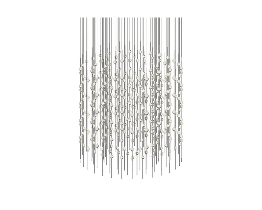 Sonneman Constellation Centaurus LED Chandelier - Satin Nickel, Cylinder, Clear Faceted Acrylic Lens, 3000K