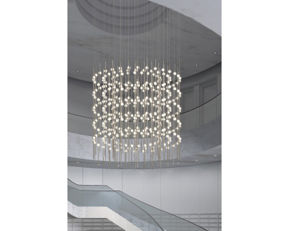 Sonneman Constellation Centaurus LED Chandelier - Satin Nickel, Cylinder, Clear Faceted Acrylic Lens, 3000K