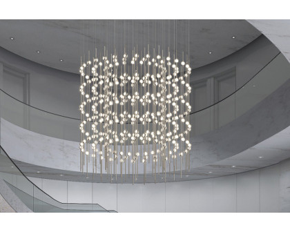 Sonneman Constellation Centaurus LED Chandelier - Satin Brass, Cylinder, White Optical Acrylic Lens, 2700K