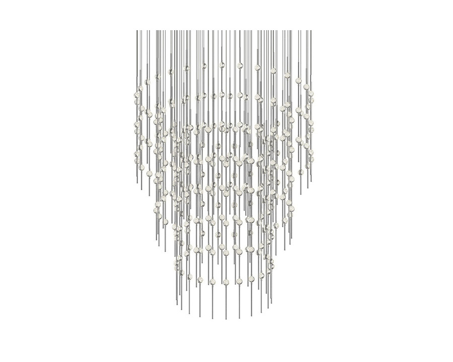 Sonneman Constellation Centaurus LED Chandelier - Satin Nickel, Pyramid, Clear Faceted Acrylic Lens, 3000K