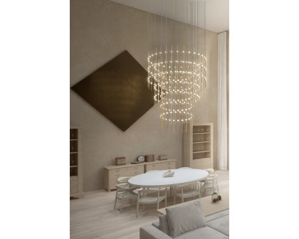 Sonneman Constellation Centaurus LED Chandelier - Satin Nickel, Pyramid, Clear Faceted Acrylic Lens, 3000K