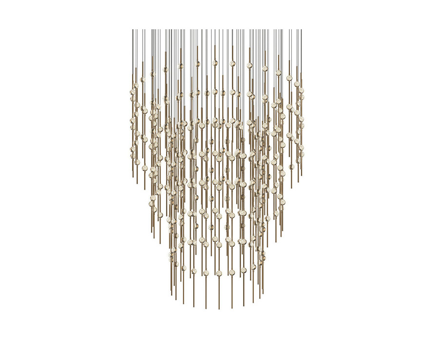 Sonneman Constellation Centaurus LED Chandelier - Satin Brass, Pyramid, Clear Faceted Acrylic Lens, 3000K