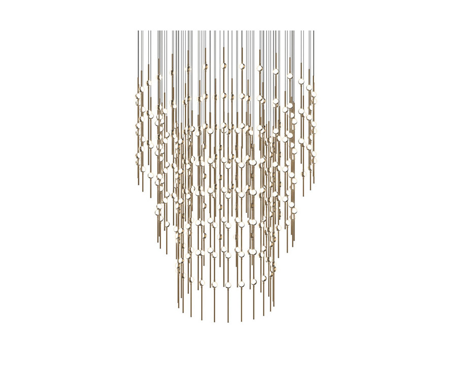 Sonneman Constellation Centaurus LED Chandelier - Satin Brass, Pyramid, White Optical Acrylic Lens, 3000K