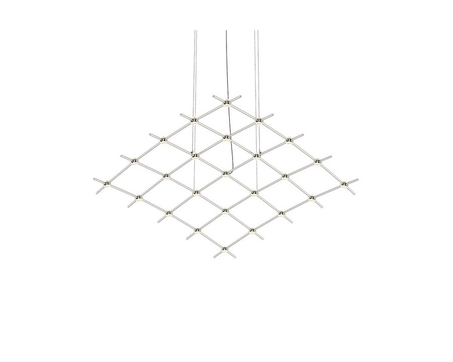 Sonneman Constellation Aquarius Chandelier - Satin Nickel, Medius, Clear Faceted Acrylic Lens, 3000K