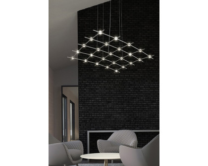 Sonneman Constellation Aquarius Chandelier - Satin Nickel, Medius, Clear Faceted Acrylic Lens, 3000K