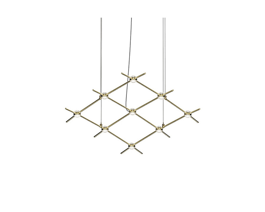 Sonneman Constellation Aquarius Chandelier - Satin Brass, Minor, Clear Faceted Acrylic Lens, 3000K