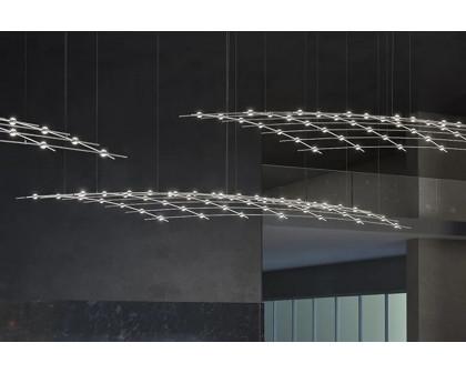 Sonneman Constellation Aquarius Chandelier - Satin Brass, Minor, Clear Faceted Acrylic Lens, 3000K