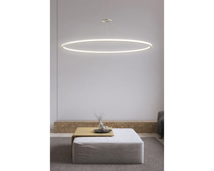 Sonneman Luna Round LED Pendant - Bright Satin Aluminum, 36" Round, 3000K