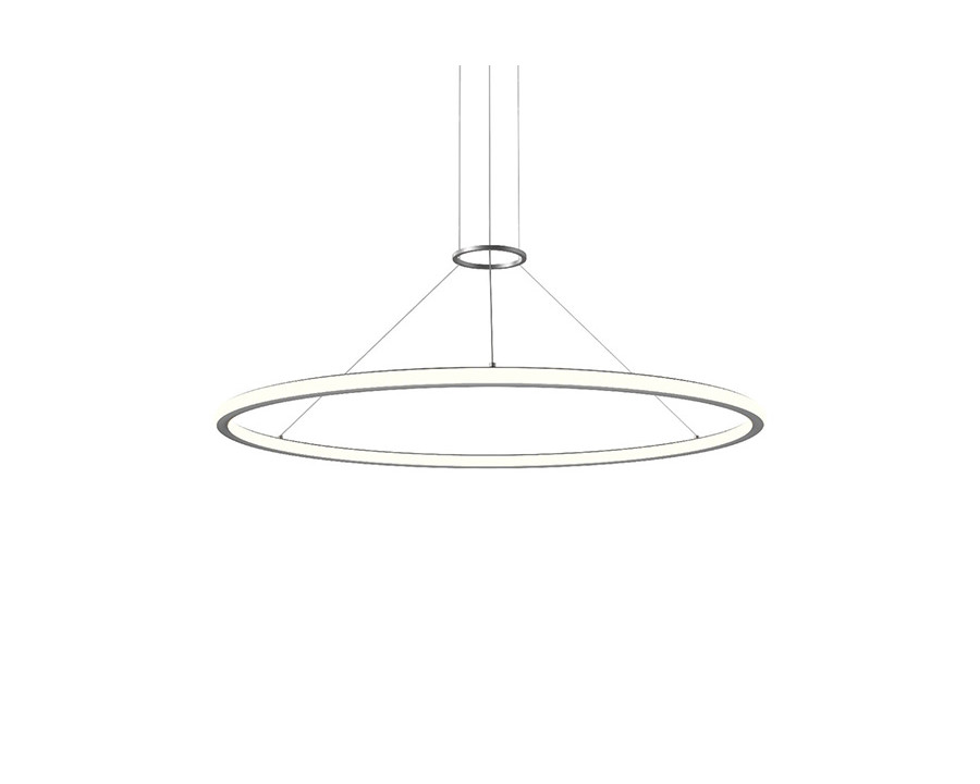 Sonneman Luna Round LED Pendant - Bright Satin Aluminum, 48" Round, 3000K