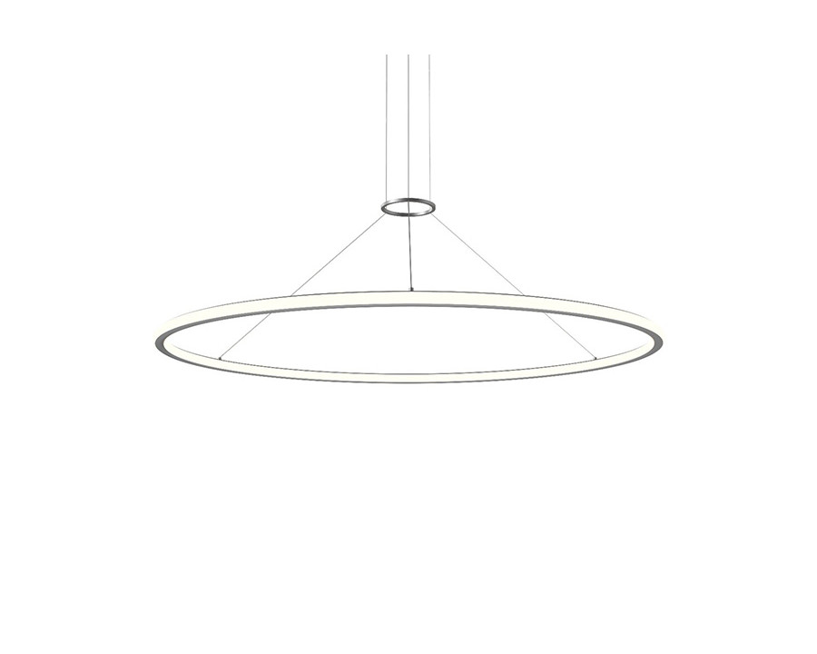 Sonneman Luna Round LED Pendant - Bright Satin Aluminum, 60" Round, 3000K