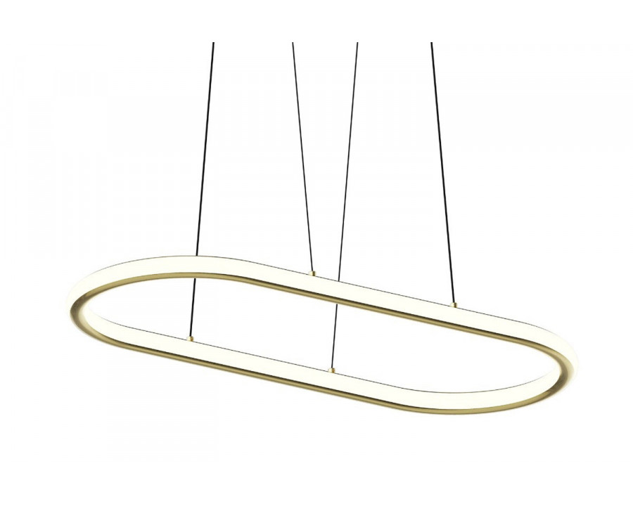 Sonneman Luna Round LED Pendant - Brass Finish, 36" Racetrack, 3000K