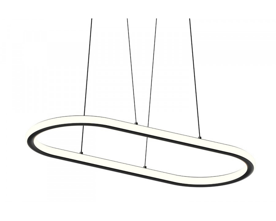 Sonneman Luna Round LED Pendant - Satin Black, 36" Racetrack, 3000K