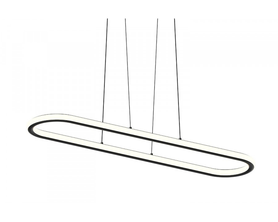 Sonneman Luna Round LED Pendant - Satin Black, 48" Racetrack, 3000K