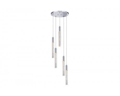 Sonneman Champagne Wands Chandelier - Polished Chrome, 5-Light Round