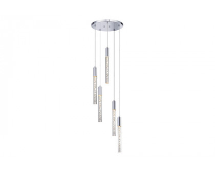 Sonneman Champagne Wands Chandelier - Polished Chrome, 5-Light Round