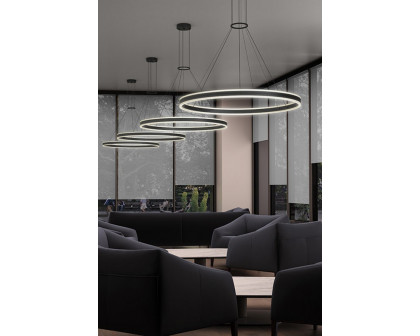 Sonneman Double Corona Ring Pendant - Bright Satin Aluminum, 24"