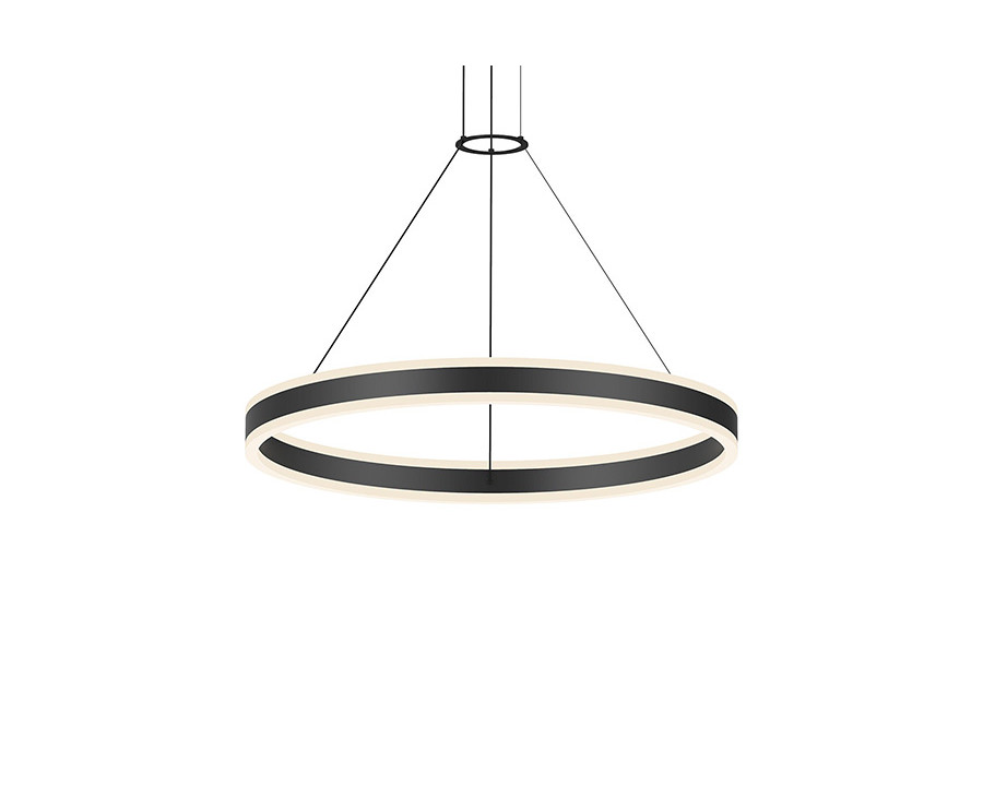 Sonneman Double Corona Ring Pendant - Satin Black, 32"