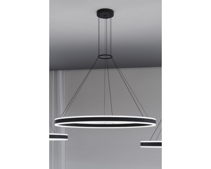 Sonneman Double Corona Ring Pendant - Satin Black, 48"