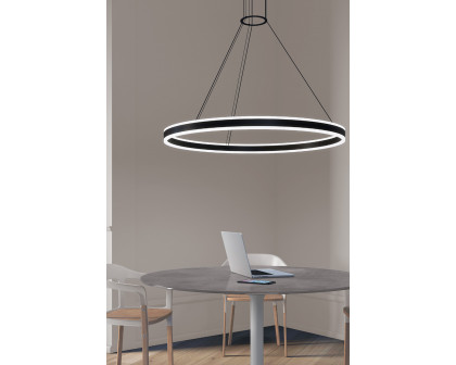 Sonneman Double Corona Ring Pendant - Satin Black, 48"