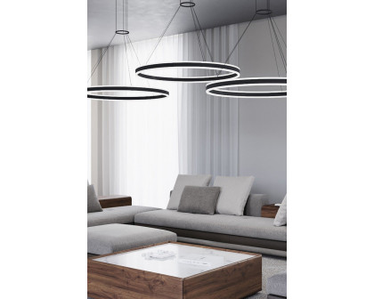 Sonneman Double Corona Ring Pendant - Satin Black, 48"