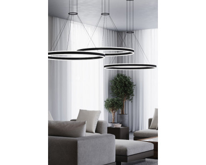 Sonneman Double Corona Ring Pendant - Satin Black, 48"