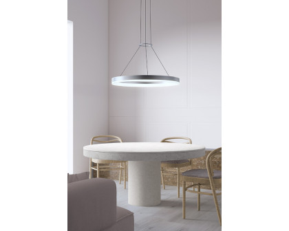 Sonneman Corona Ring LED Pendant - Bright Satin Aluminum, 24", 3000K