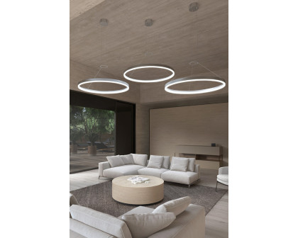 Sonneman Corona Ring LED Pendant - Bright Satin Aluminum, 32", 3000K