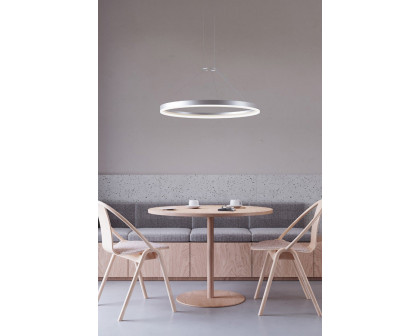 Sonneman Corona Ring LED Pendant - Bright Satin Aluminum, 32", 3000K