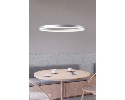 Sonneman Corona Ring LED Pendant - Bright Satin Aluminum, 32", 3000K