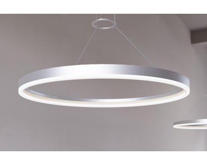 Sonneman Corona Ring LED Pendant - Bright Satin Aluminum, 32", 3000K