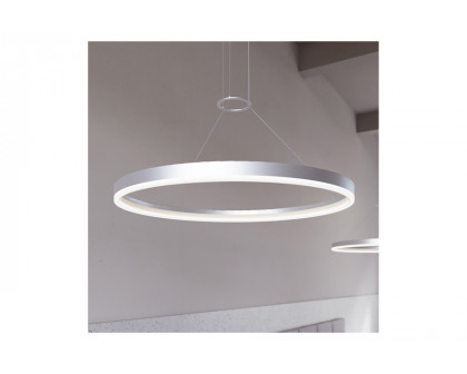 Sonneman Corona Ring LED Pendant - Bright Satin Aluminum, 32", 3500K