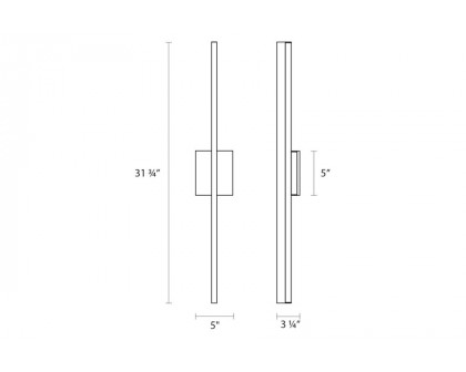 Sonneman Stiletto Dimmable LED Sconce/Bath Bar - Satin White, 32"