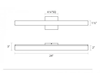 Sonneman SQ-bar LED Bath Bar - Polished Chrome, 24"