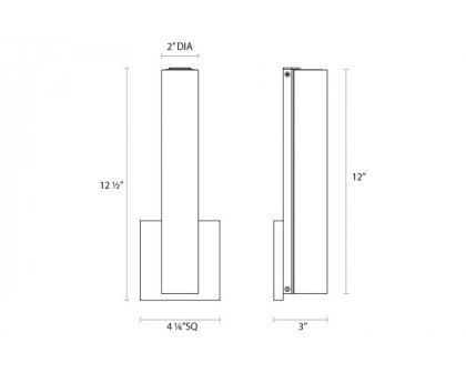 Sonneman Tubo Slim LED Sconce - Polished Chrome, 12", Flat Trim