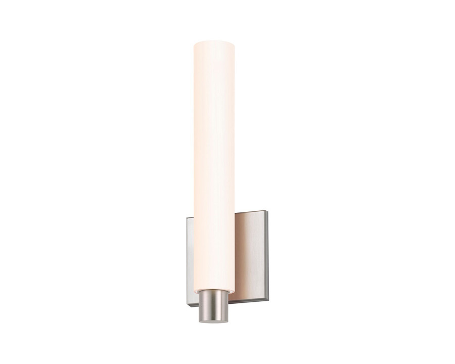 Sonneman Tubo Slim LED Sconce - Satin Nickel, 12", Drum Trim