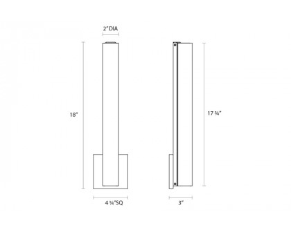 Sonneman Tubo Slim LED Sconce - Polished Chrome, 18", Flat Trim