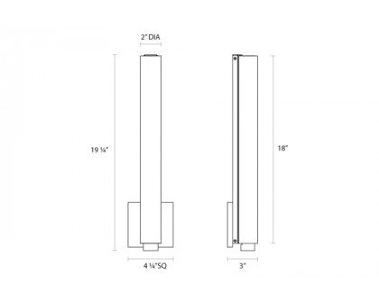 Sonneman Tubo Slim LED Sconce - Satin Nickel, 18", Drum Trim