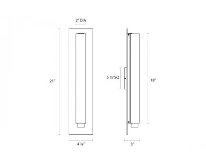 Sonneman Tubo Slim LED Panel Sconce - Polished Chrome, 18", Drum Trim