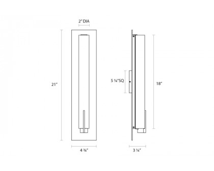 Sonneman Tubo Slim LED Panel Sconce - Polished Chrome, 18", Spine Trim