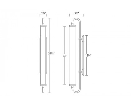 Sonneman Bauhaus Revisited Rohr LED Sconce - Polished Chrome, Tall