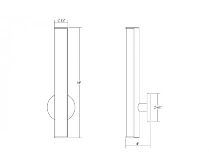 Sonneman Bauhaus Columns LED Bath Bar - Polished Chrome, 18"