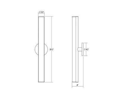 Sonneman Bauhaus Columns LED Bath Bar - Polished Chrome, 24"