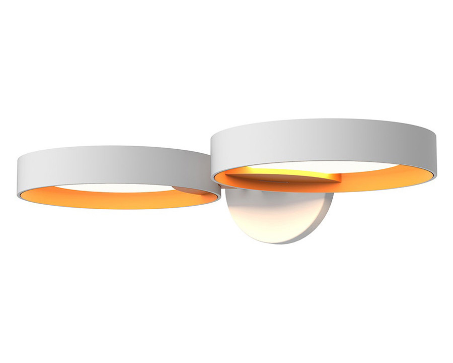 Sonneman Light Guide Ring LED Sconce - Satin White with Apricot Interior, Double