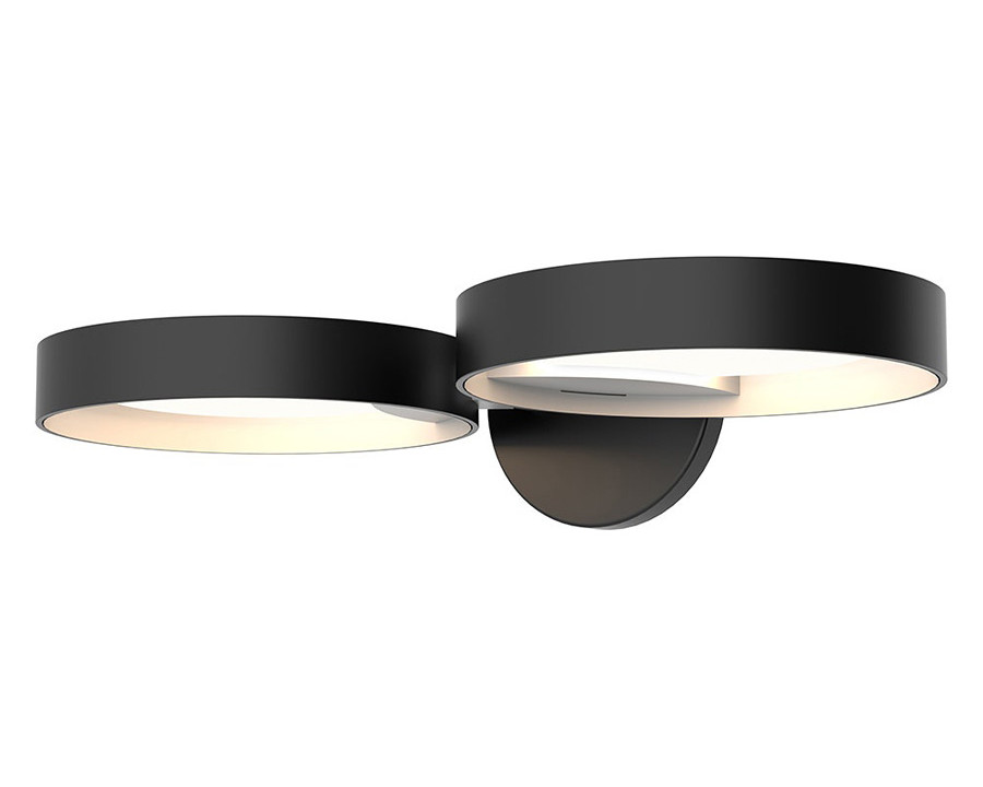 Sonneman Light Guide Ring LED Sconce - Satin Black with White Interior, Double