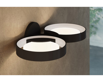 Sonneman Light Guide Ring LED Sconce - Satin Black with White Interior, Double