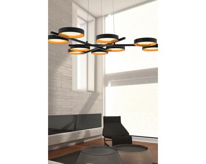 Sonneman Light Guide Ring Chandelier - Satin Black with Apricot Interior, 3-Light