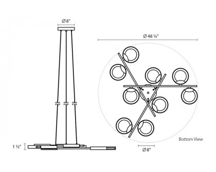 Sonneman Light Guide Ring Chandelier - Satin White with Apricot Interior, 9-Light