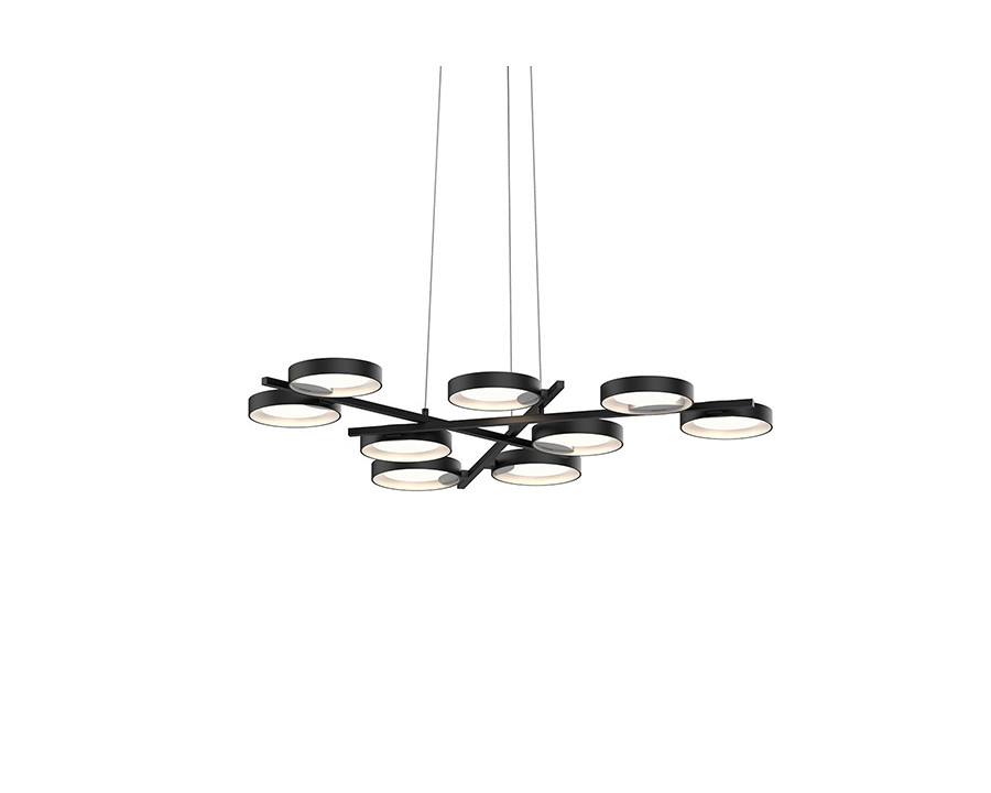 Sonneman Light Guide Ring Chandelier - Satin Black with White Interior, 9-Light