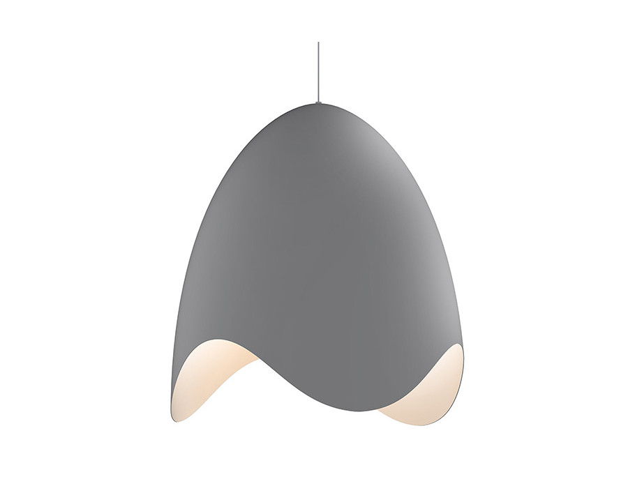 Sonneman Waveforms Bell LED Pendant - Dove Gray with Satin White Interior, Large