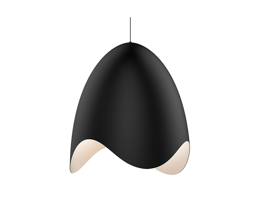 Sonneman Waveforms Bell LED Pendant - Satin Black with Satin White Interior, Large